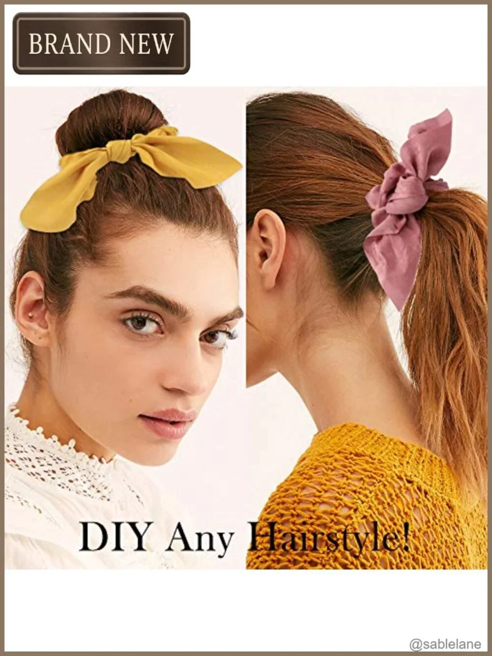 Silk Satin Scrunchies with Removable Bows, 6-Pack Hair Ties for Thick Hair
